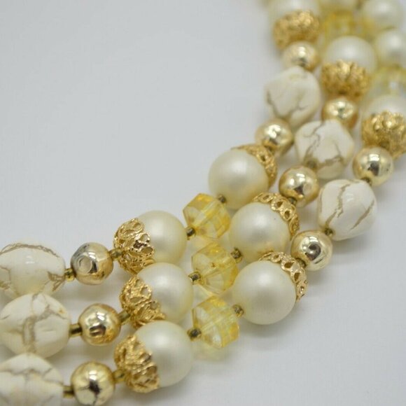 Japan Signed Multi-Strand Ivory Faux Pearl Prystal - Picture 6 of 7